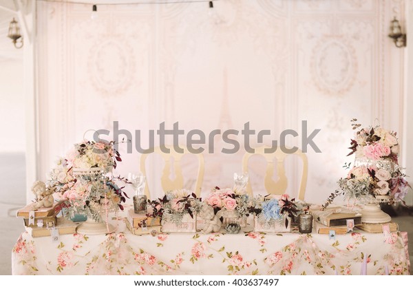 Table Setting Country Wedding Reception Floral Stock Photo Edit