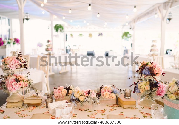 Table Setting Country Wedding Reception Floral Stock Photo Edit