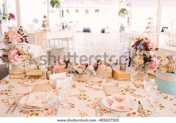 Table Setting Country Wedding Reception Floral Stock Photo Edit