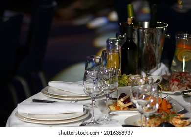 table setting with empty glasses  - Shutterstock ID 2016358937