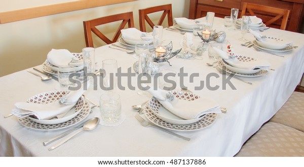Table Setting Family Meal Stock Photo (Edit Now) 487137886
