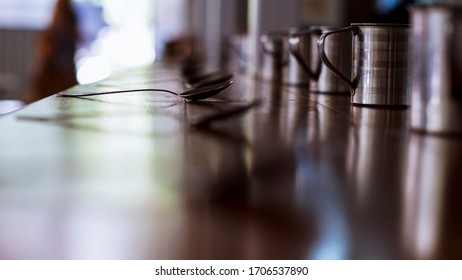 table setting with kitchen appliances before dinner