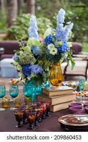 Table setting at a luxury wedding or another catered event 