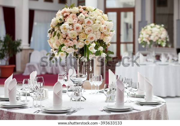 Table Setting Luxury Wedding Reception Beautiful Stock Photo Edit