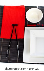 Table setting for a oriental dinner