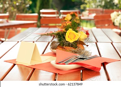 Table Setting In Outdoor Restaurant