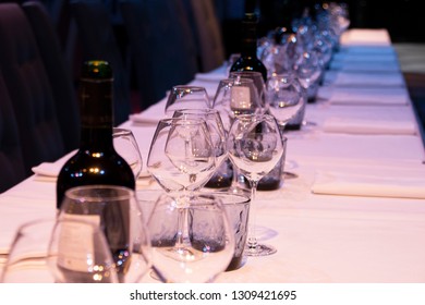 table setting for a lot of people