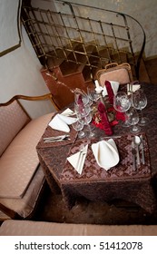 table setting in vintage restaurant