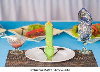 Table setting at a wedding reception. Selective Focus