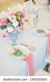 Table Settings For A Luxury Wedding Reception. Outdoor Wedding