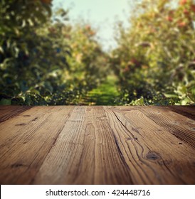 table space and apple garden of trees and fruits  - Powered by Shutterstock