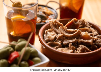 Table with Spanish tapas and vermouth at noon in a bar in Barcelona. - Powered by Shutterstock