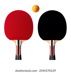 Table tennis equipment rackets and yellow ping pong ball isolated on a white background - Powered by Shutterstock