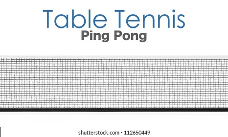 Table Tennis Net Isolated On White Background With Light Shadow.