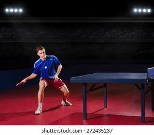 Table Tennis Player At Sports Hall