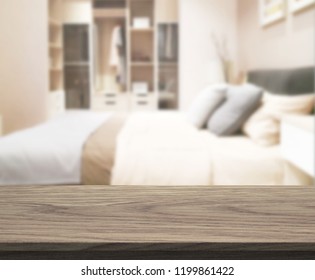 Table Top And Blur Background In The Bedroom