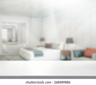 Table Top And Blur Background In the Bedroom