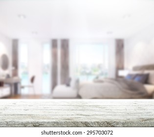 Table Top And Blur Background In The Bedroom