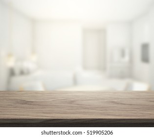 Table Top And Blur Background In The Bedroom