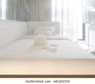 Table Top And Blur Background In The Bedroom