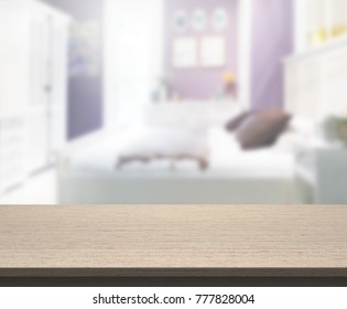 Table Top And Blur Background In The Bedroom