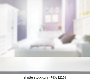 Table Top And Blur Background In The Bedroom