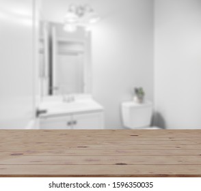 Table Top And Blur Bathroom Of The Background - Shutterstock ID 1596350035