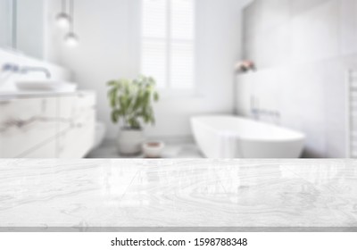 Table Top And Blur Bathroom Of The Background - Shutterstock ID 1598788348