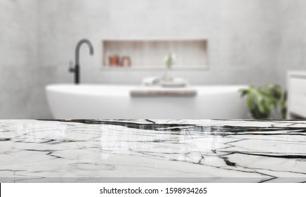 Table Top And Blur Bathroom Of The Background - Shutterstock ID 1598934265