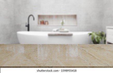 Table Top And Blur Bathroom Of The Background - Shutterstock ID 1598955418