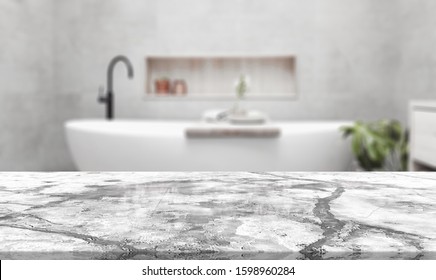Table Top And Blur Bathroom Of The Background - Shutterstock ID 1598960284