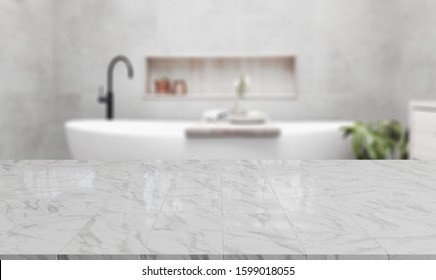 Table Top And Blur Bathroom Of The Background - Shutterstock ID 1599018055