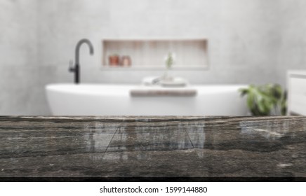Table Top And Blur Bathroom Of The Background - Shutterstock ID 1599144880
