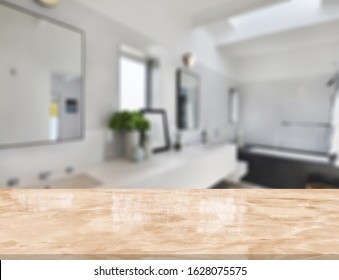 Table Top And Blur Bathroom Of The Background
 - Shutterstock ID 1628075575