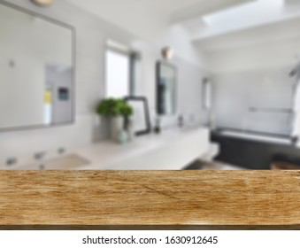 Table Top And Blur Bathroom Of The Background
 - Shutterstock ID 1630912645