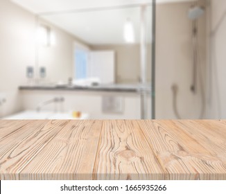 Table Top And Blur Bathroom Of The Background - Shutterstock ID 1665935266
