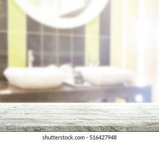 Table Top And Blur Bathroom Of The Background - Shutterstock ID 516427948