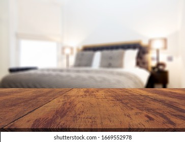 Table Top And Blur Bedroom of The Background