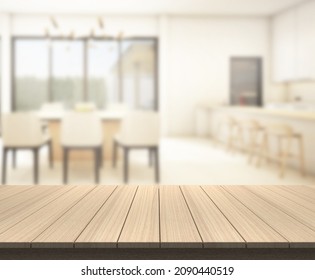 Table Top And Blur Dining Room Of  Background