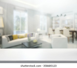 Table Top And Blur Interior Of Background