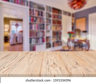 Table Top And Blur Living Room Of The Background