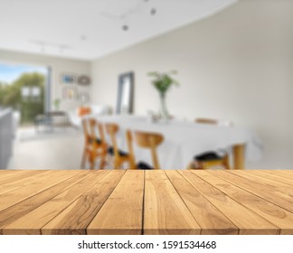 Table Top And Blur Living Room Of The Background