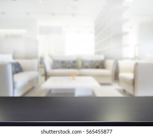 Table Top And Blur Living Room Of The Background