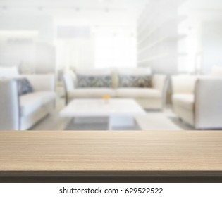 Table Top And Blur Living Room Of The Background