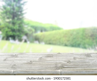 Table Top And Blur Nature For  Background