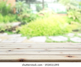Table Top And Blur Nature For  Background