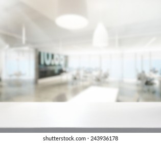 Table Top And Blur Office Of Background