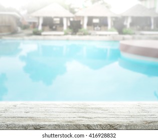 Table Top And Blur Swimming pool  of the Background - Shutterstock ID 416928832