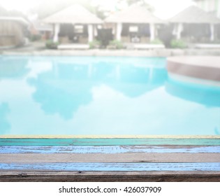 Table Top And Blur Swimming pool  of the Background - Shutterstock ID 426037909
