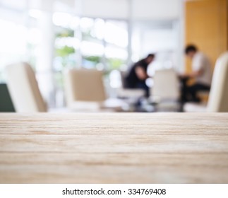 Table Top With Blurred People In Lobby Interior Background